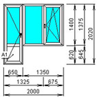 Балконный блок стандартный распашной