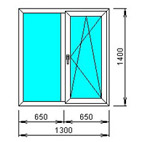 Окно 2-х створчатое откидное