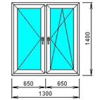 Окно 2-х створчатое распашное