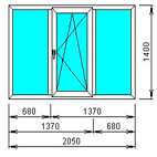 Окно 3-х створчатое откидное
